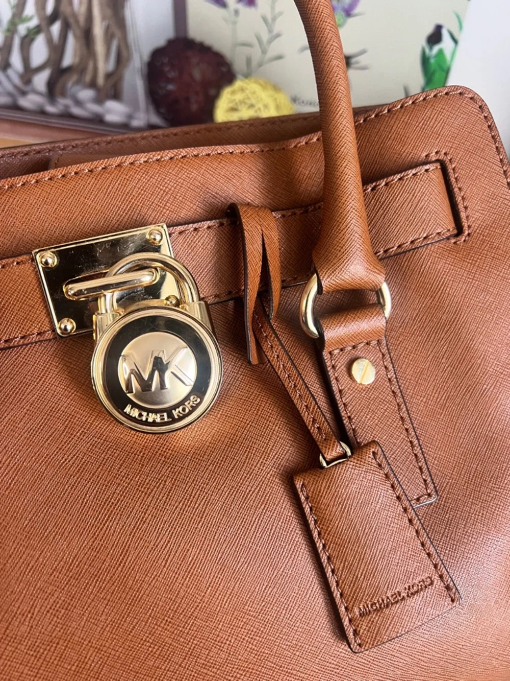 Michael Kors Hamilton Satchel in Luggage Brown with Gold Hardware - Picture 2 of 10